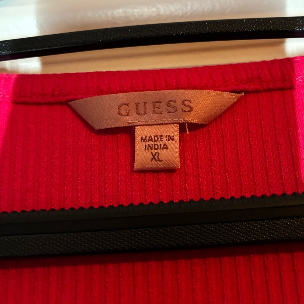 *Final Price* Guess "Karlee" Short Sleeved Jewel Button Ribbed Top in Karma Pink - Picture 6 of 7